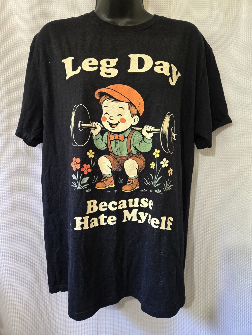 Gildan Black Tee with Orange & Green Vintage Graphic